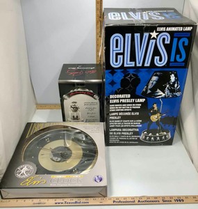 lot 605 image: Elvis Presley  Lamp and 2 clocks
