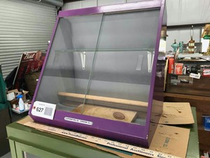 lot 627 image: Vintage Metal Slant Front Display Cabinet (purple)