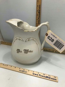 lot 628 image: Antique Pitcher, EEG Co. Porcelain, Ice Water