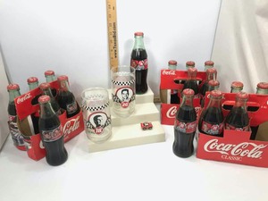 lot 651 image: Coca-Cola Racing  Bobby LaBonte glass, Earnhardt & Jeff Burton bottles