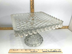 lot 659 image: Antique Glass Square Cake pedestalstand