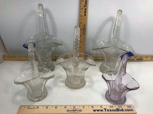 lot 662 image: (5) Antique Glass Handled Baskets
