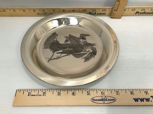 lot 673 image: The Wood Thrush Audubon Society Plate etched in Solid Sterling Silver