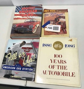 lot 700 image: (4) Books Hot Rods, Gas Stations, American Cars, 100 Years of Automobiles