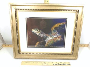 lot 737 image: Framed Art Maui Turtle Enlightenment by Artist Bill Myrick