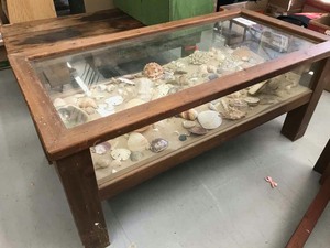 lot 757 image: Coffee Table filled with Sand & Sea Shells