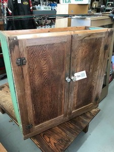lot 764 image: Primitive Cabinet (Texaco Strip Shingles Box)
