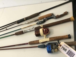 lot 766 image: Asst. Vintage Fishing Rods & Reels