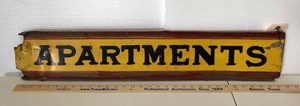 lot 820 image: Vintage Metal Sign Apartments (painted, double sided)