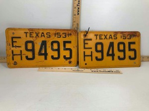 lot 838 image: (1 Pair) 1953 License Plates (EH 9495)
