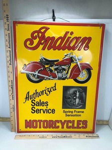 lot 842 image: Tin Sign Indian Motorcycle
