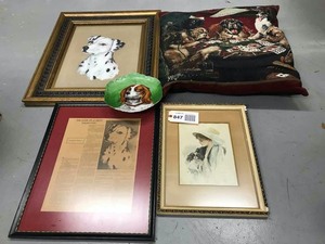lot 847 image: Dogs Original Art by Virginia Crumpton, Article, Framed Print, Painted Plate