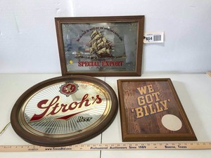 lot 854 image: (3) Asst. Beer Advertising Strohs, Billy, Special Export