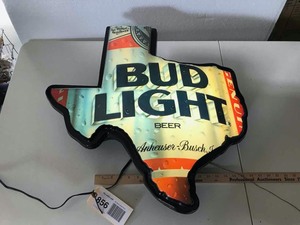 lot 856 image: (1) Lighted Advertising Sign Bud Light, Shape of Texas