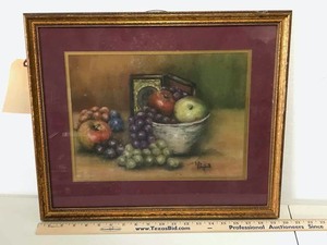 lot 860 image: Framed Art Fruit Still Life by Lolly Campbell