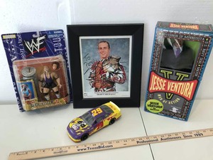 lot 871 image: (4) Wrestling Autographed Shawn Michaels, Car, Action Figures