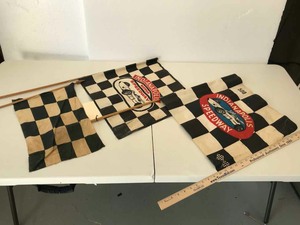 lot 876 image: (3) Souvenir Checkered Racing Flags