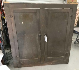 lot 978 image: Antique Primitive Pine Service Station Cabinet
