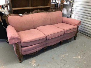 lot 994 image: Antique Sofa, Carved Wood Back (needs to be redone)