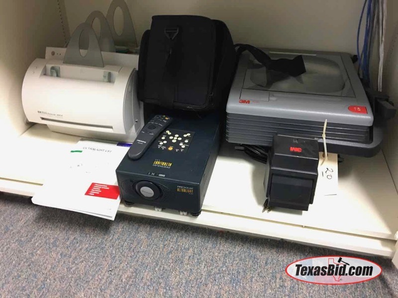 lot 20 image: Computer & Networking Equipment  cpus, switches, overhead projector, LCD projector, printer, etc.  Unknown condition