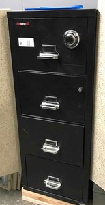 lot 8 image: Fire King Fire File Case, Legal Size 4 drawer with combination.  VERY HEAVY   Forklift available to assist with loading