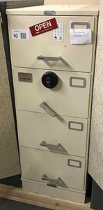 lot 10 image: Hamilton Products Group GSA Approved Document File Safe Cabinet, tan, have combination.  HEAVY  Forklift available to assist with loading
