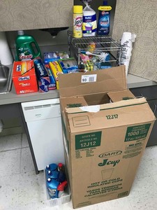 lot 93 image: Styrofoam Cups, Foil, Cleaning Supplies