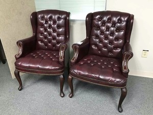lot 101 image: (2) Tufted Wingback Chairs