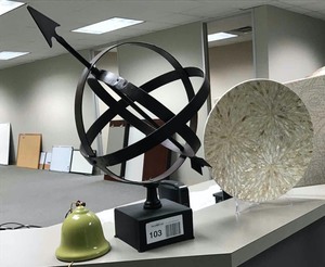 lot 103 image: Bell, Sphere Art and Decorator plate on stand