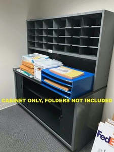 lot 38 image: Mail Sorting Station with Cubbies and keys for bottom doors