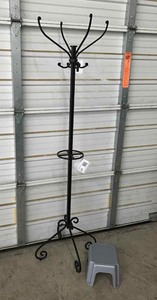 lot 13 image: Coat Rack, Metal, Plastic Step Stool