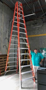 lot 18 image: Greenbull 16 Ft. Fiberglass Step. Ladder, Model 204216, 300# Cap.