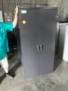 lot 21 image: Hon Two-Door Metal Storage Cabinet (grey)