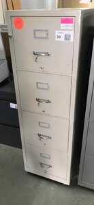 lot 39 image: Four-Drawer Letter Fire Cabinet, Has Keys, Tan
