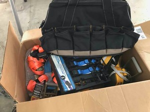 lot 51 image: Tie Down Straps, Assorted, Some Short Chain Also, Tool Tote
