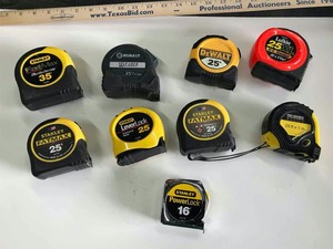 lot 161 image: Tape Measures (9) Lufkin, Stanley, Etc.