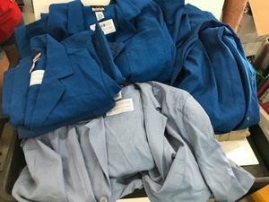 lot 320 image: Vulwark Protective Appral, Flame Resistant Smocks (9) assorted sizes, (2) Coveralls (48-LN)