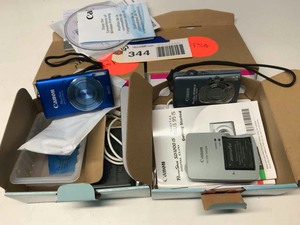 lot 344 image: (2) Canon Digital Cameras  Powershot ELPH115IS,  CD1200IS