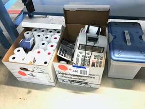 lot 346 image: (6) Adding Machines and box of adding machine tape