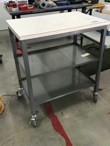 lot 354 image: Metal Cart wFormica Top, 36 x 24 x 40