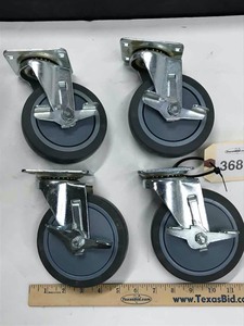 lot 368 image: (4) Casters, 5 inch, locking tires