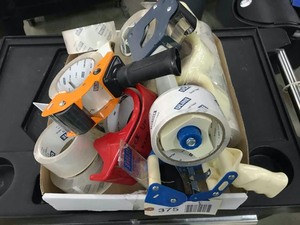 lot 375 image: Box of packing tape and tape guns
