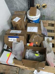 lot 390 image: Pallet  Copper fittings, DCConverter, Elbows, misc. couplings, misc. electrical