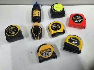 lot 410 image: Assorted Measuring Tapes  Stanley, Lufkin, Chalk Line