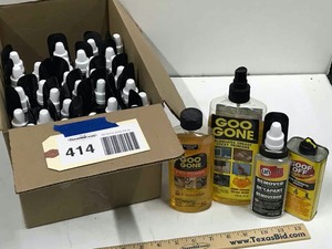 lot 414 image: Un-Du Remover for labels, adhesives, gum, tar, grease, lip balm, etc. (30 bottles) (some partials, some new)
