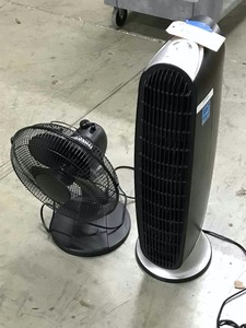lot 438 image: (2) Fans  Honeywell Fan, Round Oscolating Fan