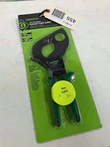 lot 455 image: Greenlee  High Performance Ratchet Cable Cutter Mod. 45207 (new in box)