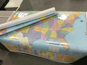 lot 494 image: (2) Laminated Maps  US & World