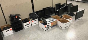 lot 541 image: Assorted Dell Monitors, Key Boards, Docking Stations for Laptops