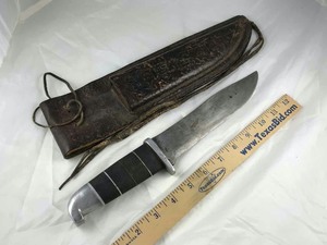 lot 728 image: Knife  Fixed Blade with Leather Sheath